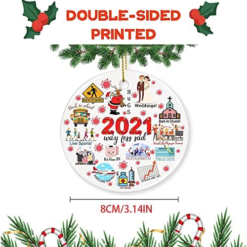 2021 Божиќни украси двострани печатени керамички украси за новогодишна елка висечки додатоци креативни керамички Божиќни приврзоци