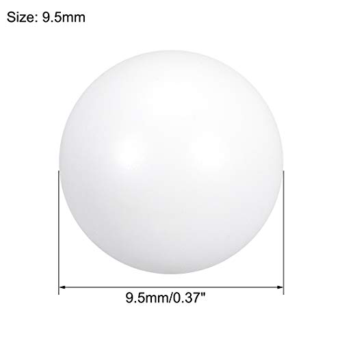 Uxcell Ptfe топка, дијаметар од 9,5 mm, финиш на земја, бела дијафрагма пневматска пумпа, 5 парчиња