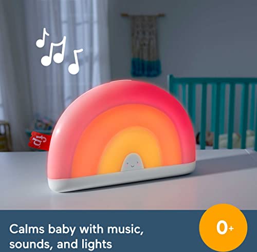 Machine Sound Machine Fisher-Price Sonee & Glow Rainbow со светла музика и контрола на јачината на звукот за новороденчиња и нагоре