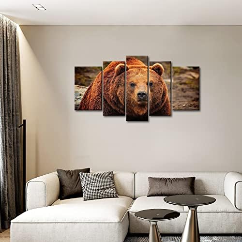 Браун 5 парче wallидна уметност сликарство Гризли мечка отпечатоци на платно сликата на слики од животни масло за дома модерна декорација