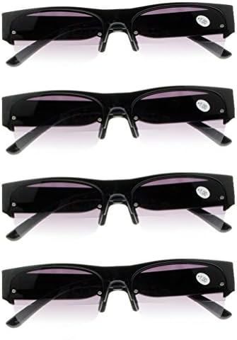 4 Пакет Унисекс Бифокални Очила За Сонце Читач На Сонце Полу-Очила За Читање Без Обрач