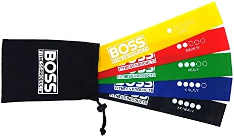 Boss Fitness Products - сет од 5 ленти за вежбање со отпор со торба за носење