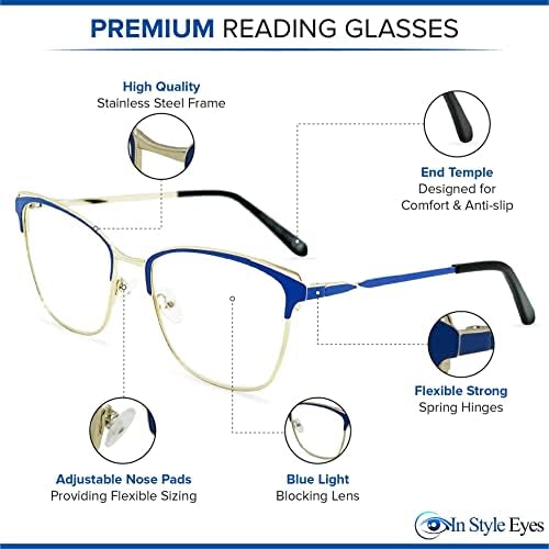 Во Стил Очи Сина Светлина Компјутерско Блокирање Очила За Читање-Класични Очила За Читање Рамки За Веѓи Со Асферична Леќа