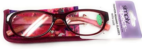 Едноставно специфицирајте ги очилата за читање на мода, Hollee Mag со цветно црвено куќиште +1,50