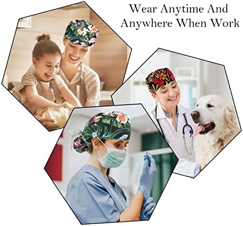 Цветно цветно работно капаче со копче и џемпери прилагодлива затегната лента вратоврска за штрака 2 парчиња буфантна медицинска сестра капа