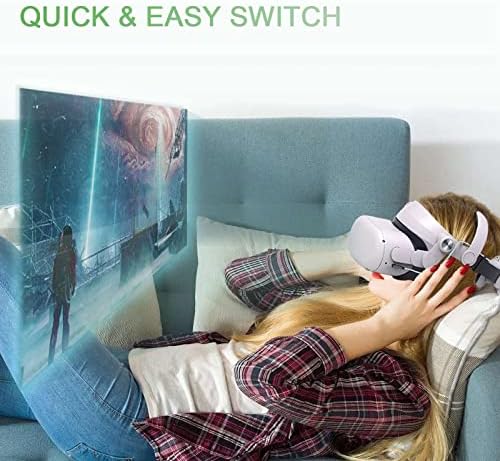Ленти за глава за Oculus Quest 2 со T2 моќност, магнетна врска со прилагодлива замена на елитната лента за слушалките за VR, подобрена