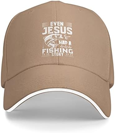 QVXHKP Readersубителите на риболов капа и Исус имаше риба приказна капа за мажи Бејзбол капачиња графички капачиња