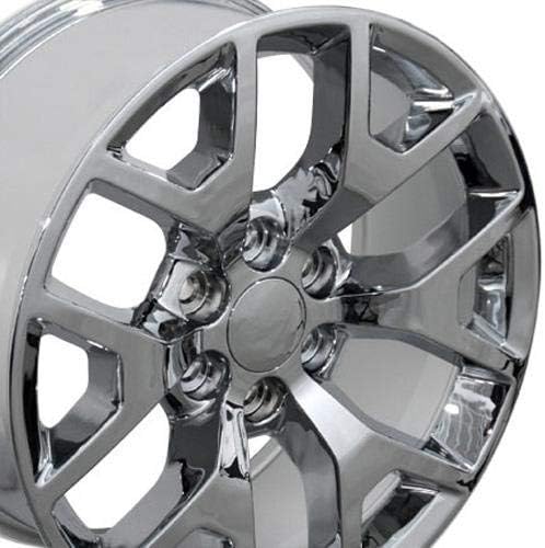 OE Wheels LLC 22 инчи бандажи се вклопува пред 2019 Silverado Sierra пред-2021 Tahoe Suburban Yukon Escalade CV92 22x9 Chrome Wheels