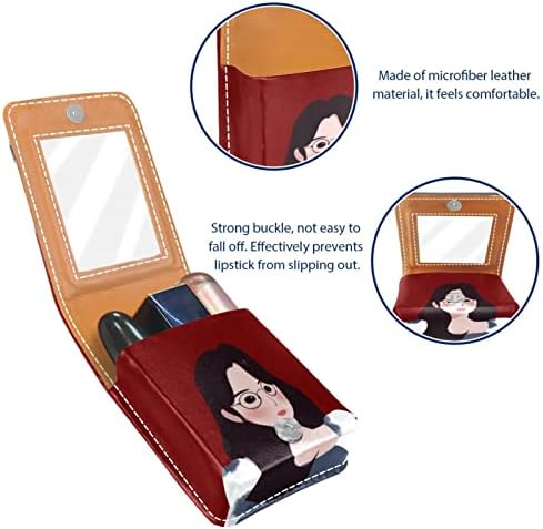 Кармин за шминка ОРИУКАН торба ЗА кармин со огледало пренослива торбичка за складирање кармин организатор за складирање на сјај за усни, девојка