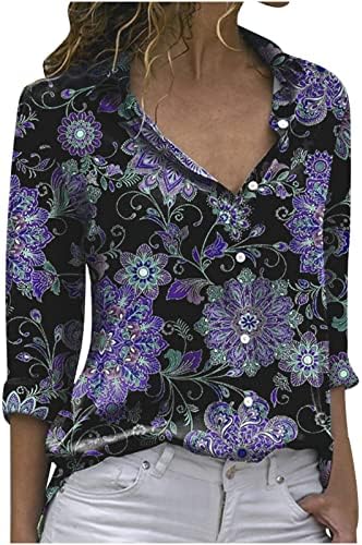 Салон блузи за дами со долг ракав со висок врат спандекс paisley цвет графички врвови тимови тинејџери 2023 2G