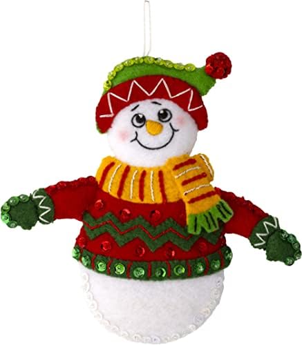 Бучила, снег многу забавен сет од 6 Felt Applique Ornament Making, совршен за DIY иглички поени за уметност и занаети, 89492E