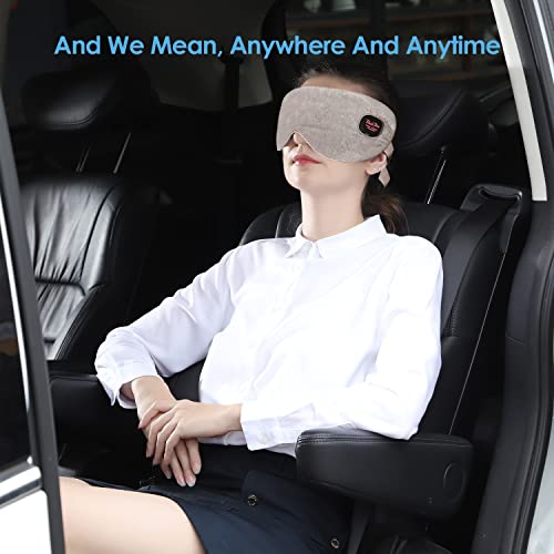 Загреана маска за очи, пареа пареа топла компресија терапија безжичен USB маска за собирање на спиење со прилагодлива лента од свила, патувачка