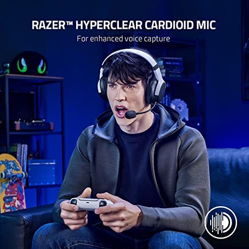 РАЗЕР КАИРА Двојна безжична слушалка за игри за PS5, PC, Mobile, PS4: Triforce 50mm Возачи - HyperClear Cardioid Mic - 2.4GHz и