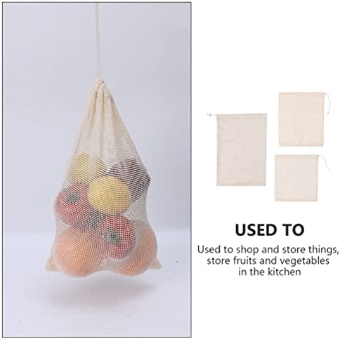 Hemoton овошје зеленчук торбички 3 парчиња мешунка за памучни кеси за намирници памучни кеси за памучни жици, мрежни торби за купување