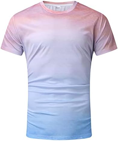 Zddo Mens Casual Mairs, плус мода атлетска улица Новина гроздобер градиент екипаж вратот ретро спортска маица