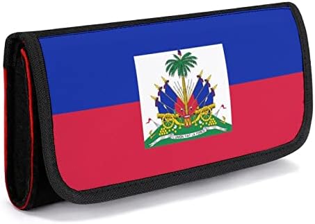 Случајно знаме на Хаити за преносен преносен торба за складирање на патувања со 5 слотови за картички за игри со 5 слотови за