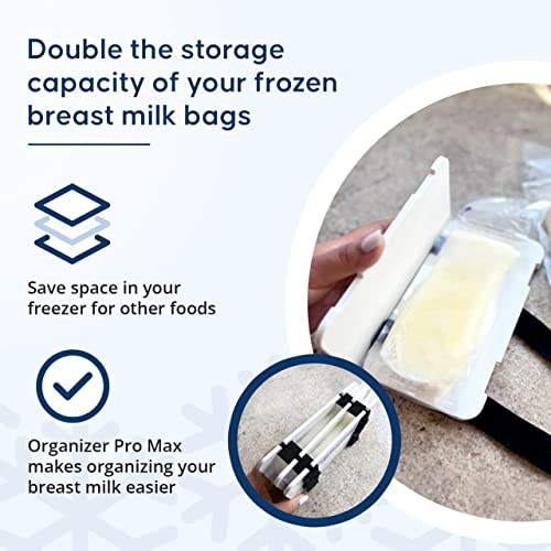 Организатор Про Макс Организатор за складирање на мајчини млеко - Замрзнете го рамно за двоен капацитет и ефикасно чувајте ги и заштитете