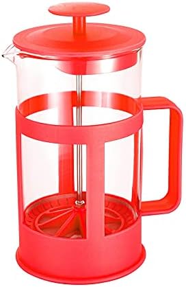 Стакло чајник отпорен на топлина стаклена чајничка чајник пластика за притискање чајник за производство на кафе сад 800 мл црвена