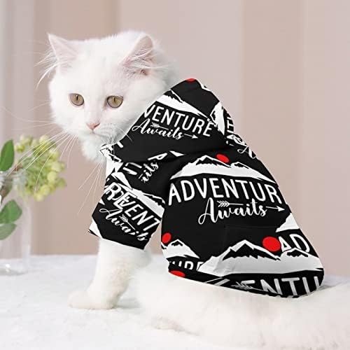 Авантурата чека дуксер за миленичиња зимска кошула со капа за кучиња мачки кутре облека симпатична печатена подарок
