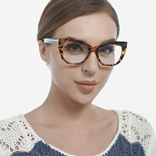 Crgatv преголеми очила за читање на кејти, сини светло блокирање на модни компјутерски читатели за жени