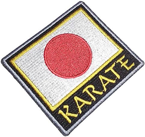 ATM062T Карате јапонско знаме извезено лепенка железо или шиење кимоно 3,54 × 3,15 во.