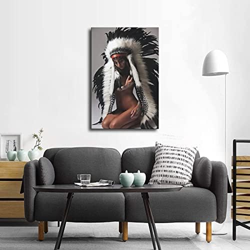 Домородноамерикански wallиден декор Индиски полумесечен рак на глава за сликање платно постери