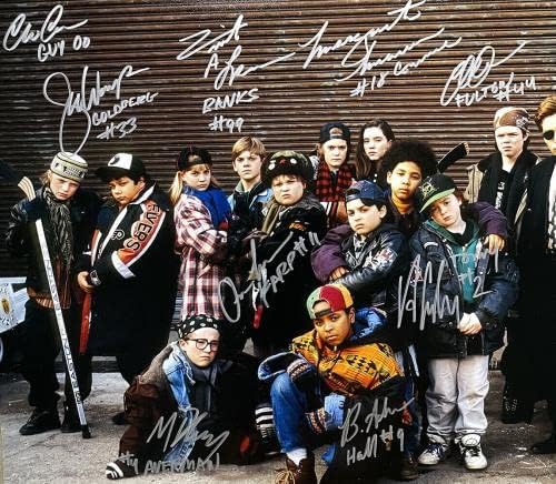 Mighty Ducks Multi потпишан 16x20 Cast Footh 9 потписи JSA - Автограмирани фотографии од NHL