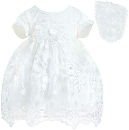 Тендид новороденче девојче крштевање фустан бел памук цвет туту фустан за крштевање роденденска свадбена забава