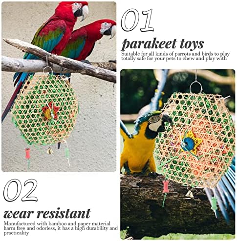 Patkaw Bird играчки Птици папагали што ги уништуваат играчките Паракеј џвакаат фуражни играчки играчки хексагон Играчки играчки со bellвонче