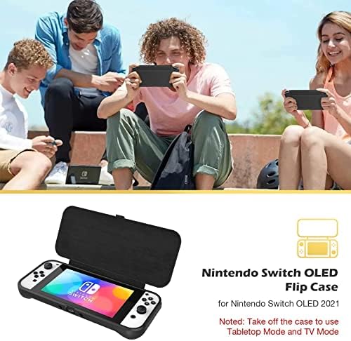 Procase Nintendo Switch Oled Flip Cover со пакет за заштита на екранот со 2 пакувања со носење куќиште почувствувана торбичка за Nintendo