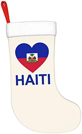 QG ZZX Love Haiti Божиќно порибување Божиќни чорапи камин виси чорап 18 инчи за одмор