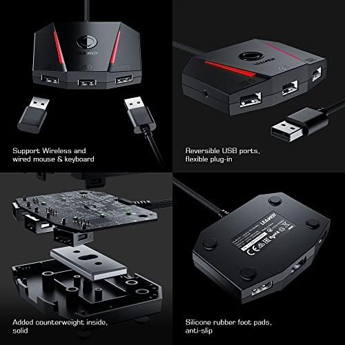 LeadJoy VX2 Aimbox Тастатура И Адаптер На Глувчето, Жичен Конвертор со 3,5 mm Аудио Интерфејс, Адаптер За Конзола ЗА PS5, PS4, Xbox One, Xbox