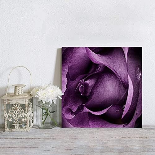 Сликано-сјајно масло за сликање Виолетова роза од платно печати врамени wallидни уметности за домашна кујна wallидна декорација 12x16in