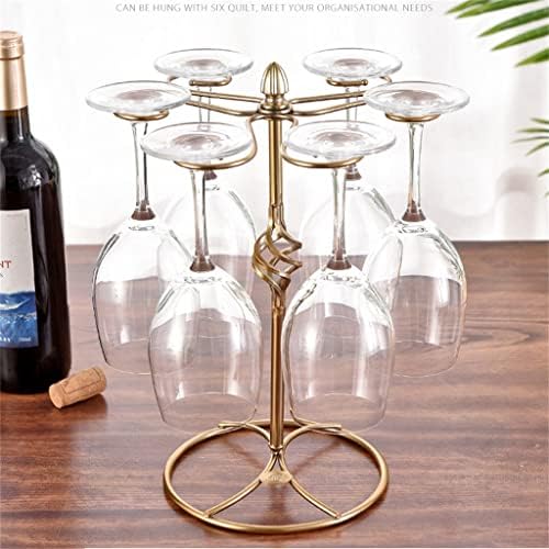 Yfqhdd goblet држач за вина чаша решетката стои со 6 куки не'рѓосувачки челик висечки чаши за пиење чаши за складирање на шипка (боја: праска