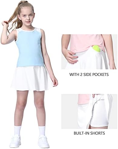 Тениски фустан од тенис Стел девојки комбо со тениско здолниште и резервоар без ракави на врвот на резервоарот без ракави