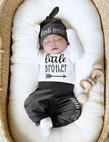 Облека за бебешки момче Агапанг, новороденче, облечена во новороденче, печати ромпер, долги панталони капачиња 3 парчиња облека