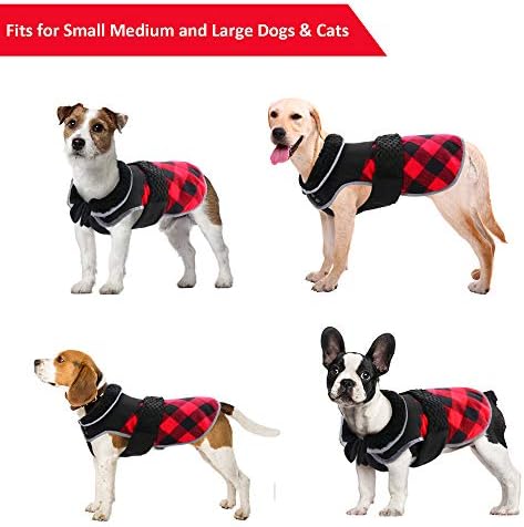 Палто за кучиња Куосер, реверзибилно куче ладно временски палта, топло руно кучиња јакна од британски стил карирано кученце елек,