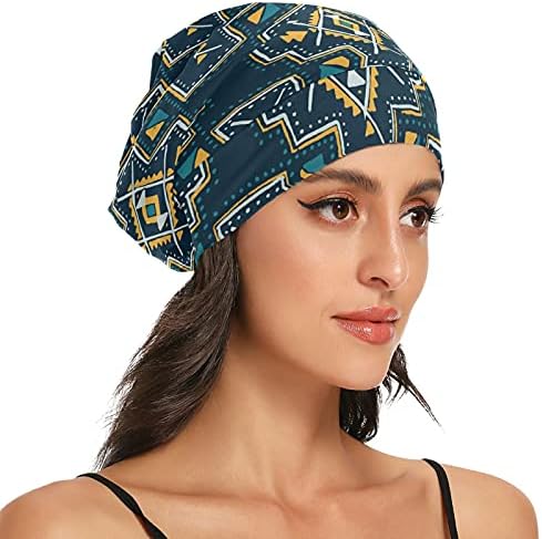 Череп капа за спиење Работа капа за капакот на капачињата за жени шарени боемски карирани крпеници геометриски племенски капачиња