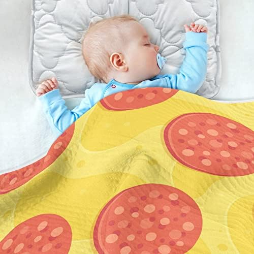 Swaddle Clabtet Pepperoni Pizza Pite Patement Cotton Conte за новороденчиња, примање ќебе, лесен меко висино ќебе за креветчето, шетач, расадници,