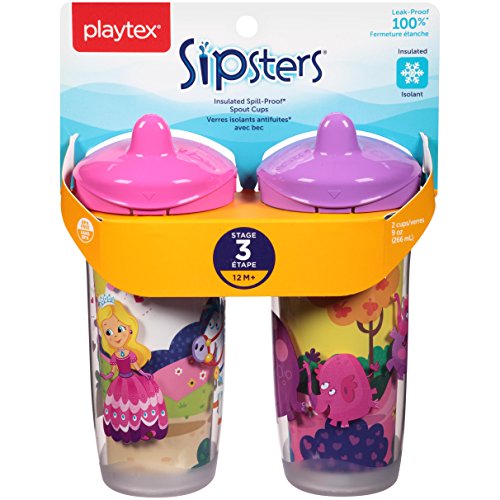 Playtex Sipsters Фаза 3 Истури-Доказ, Истекување-Доказ, Пауза-Доказ Изолирани Излив Sippy Чаши-9 Унца - 2 Пакет