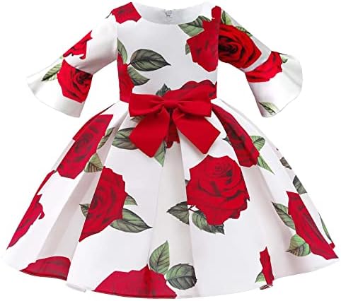 Lcziwo цвет девојче Bowknot гроздобер фустан за деца бебе принцеза свадба роденденска забава за крштевање фустани 3-10 Y