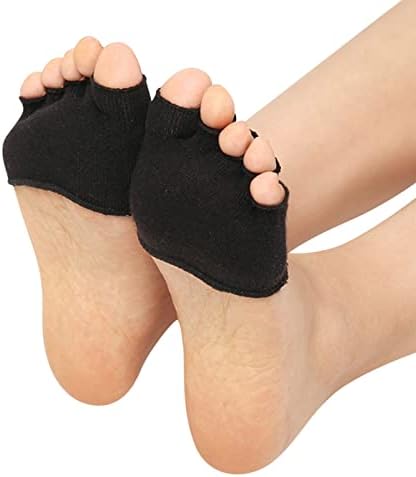 Чорапи за фустани за кучиња мажи 3 пара жени јога спорт не лизгаат отворени прсти чорапи половина затегнати пета со пет прсти чорапи