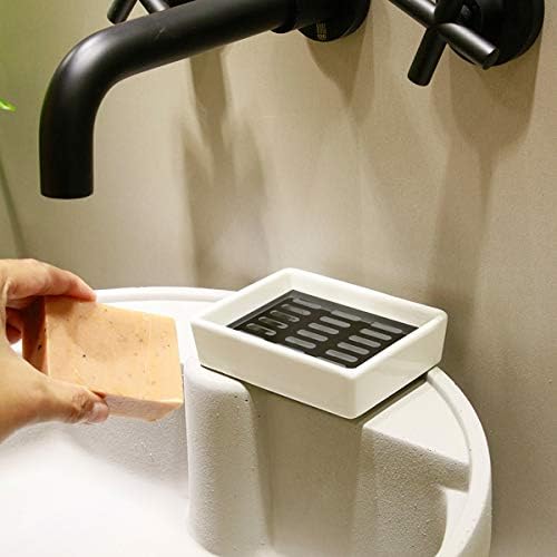 Керамички сапун за сапун со сапун 304 држач за сапун од не'рѓосувачки челик за бања и туш/бања/кујна двојно слој, сапун кутија за сапун
