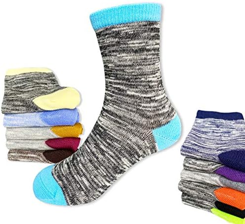 Деца за деца ameамегио деца момчиња модни памучни чорапи меки чорапи со екипаж за 2-14 години момчиња девојчиња -12 парови