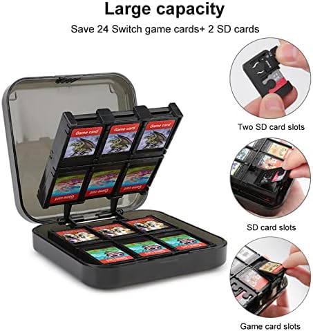 Случај за картички за игра со средно -прсти за еднорог за прекинувач за префрлување на преносот Lite Portable Storage Box со 24 слотови