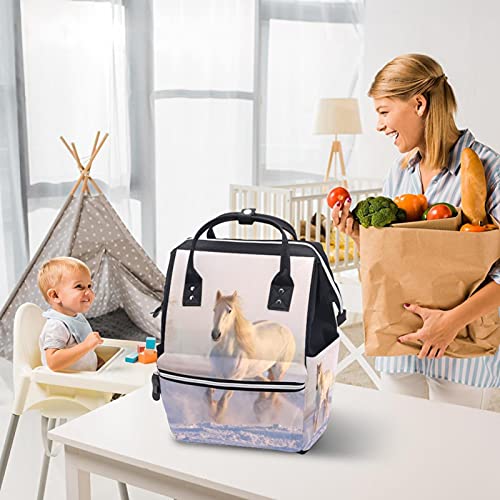 Торби за Торби за Пелени од бел Коњ Мумија Ранец Со Голем Капацитет Торба За Пелени За Нега На Бебиња