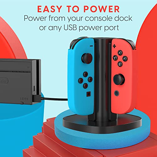 Talk Works Proty-Con Charger Dock за контролори за игри на Nintendo Switch-станица за полнење со докинг со 4-рекит, USB компатибилен со