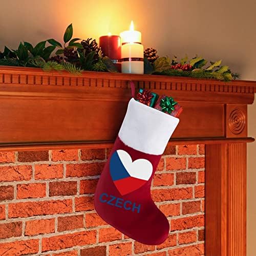 Loveубов чешки црвени Божиќни празници за домашни украси за домашно дрво Камино дружење чорапи