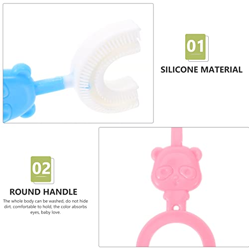Детска силиконска четка за заби во форма: Мека глава за четка за четка за мека силиконска четка 360 ° Дизајн на чистење на заби за мали деца и