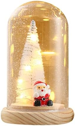 Мини украси за новогодишна елка минијатурна во стаклена купола со LED светла за Божиќна занаетчиска забава Декорација за декорација стакло Божиќни